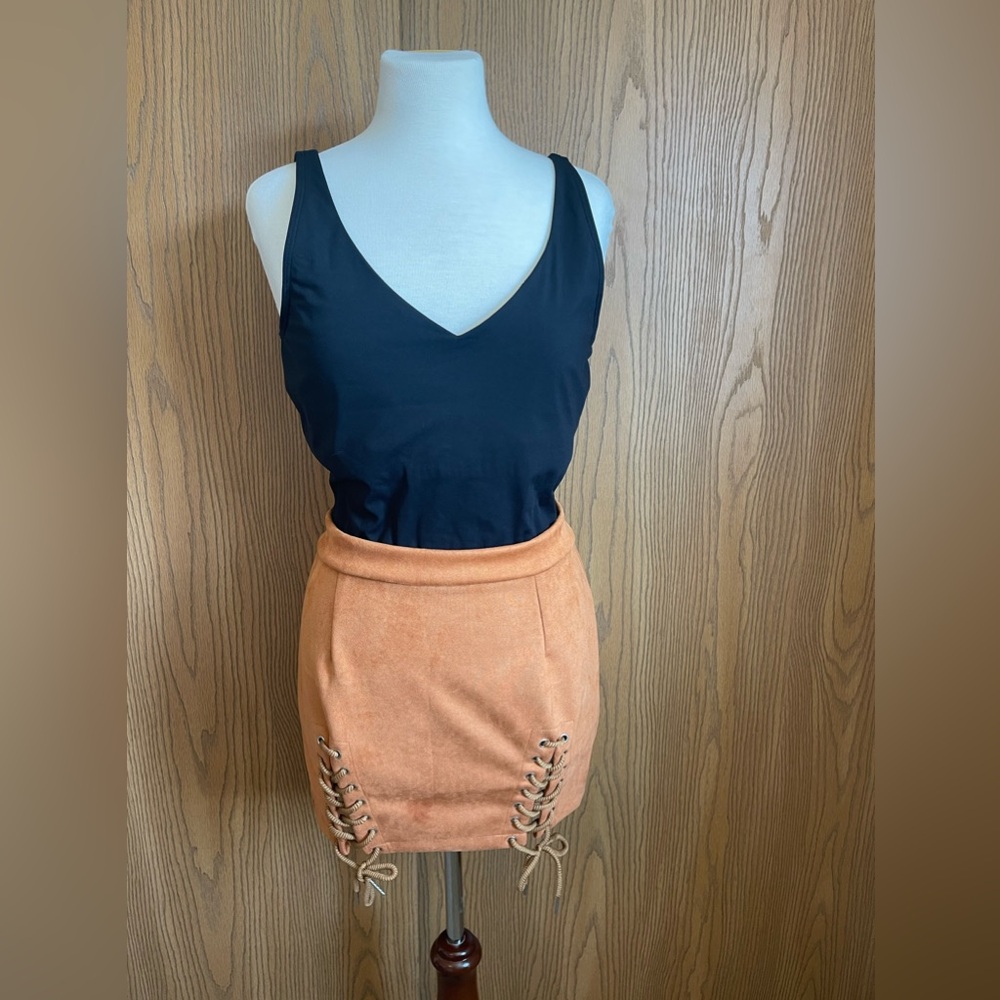 Windsor Tie Front Mini Skirt